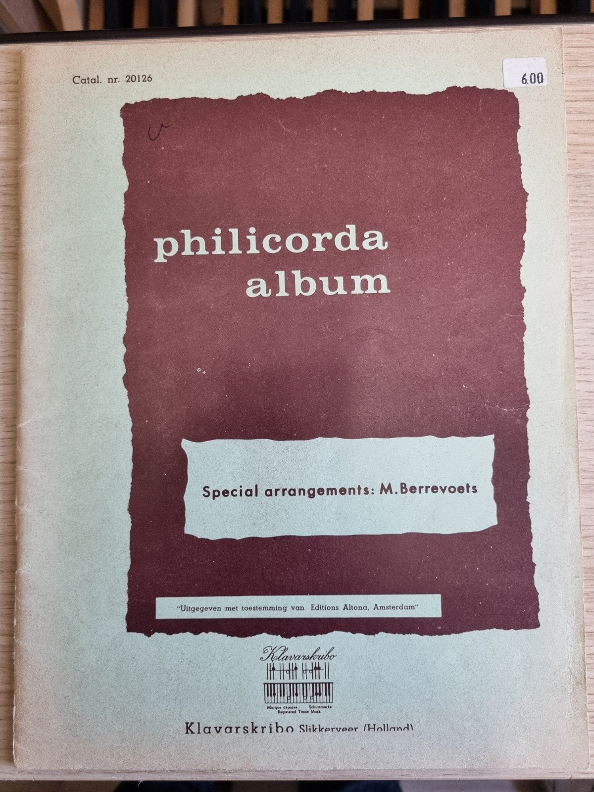 klavarskribo, Philicorda album. Div. populare nummers, Ophalen of Verzenden, Zo goed als nieuw, Artiest of Componist, Klassiek