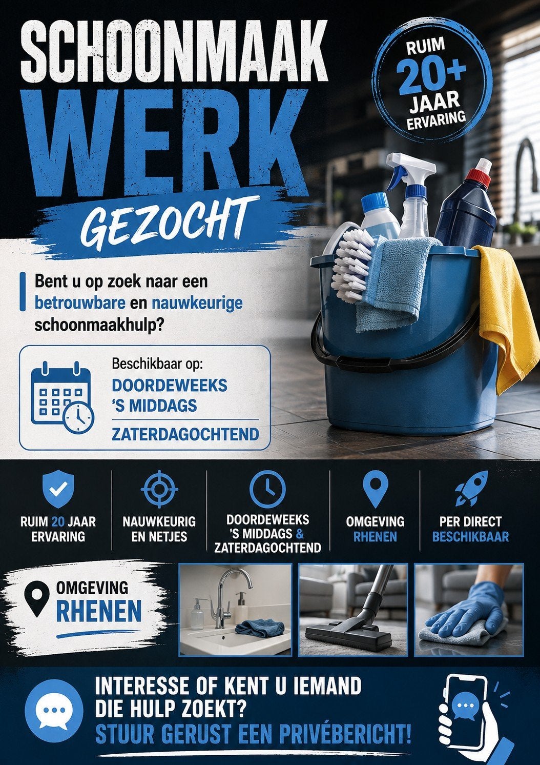 gezocht schoonmaak adres, Vacatures, 33 - 40 uur, HBO, Vanaf 10 jaar, Overige vormen