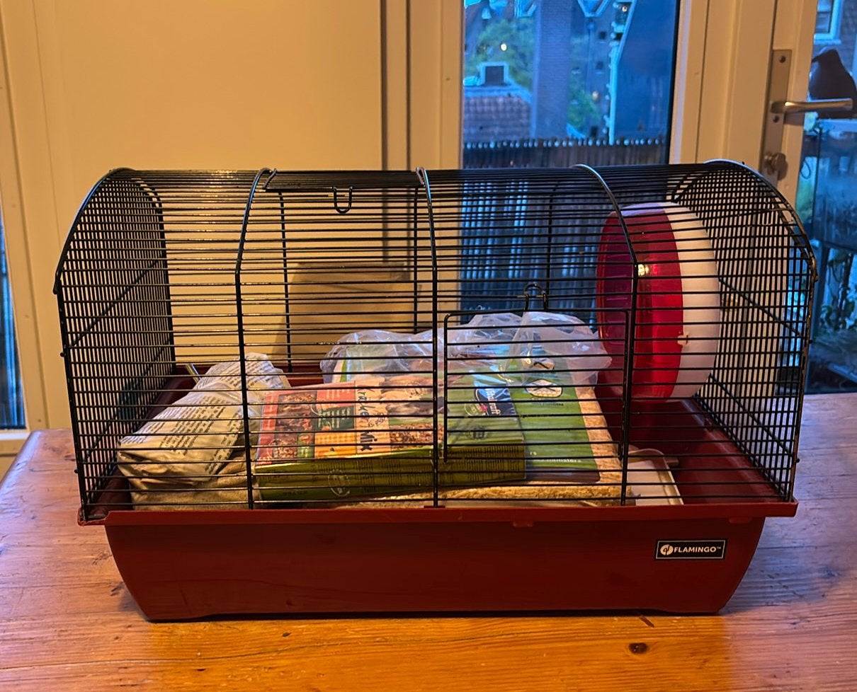 Hamsterkooi met toebehoren, Dieren en Toebehoren, Kooi, Minder dan 75 cm, Zo goed als nieuw, Ophalen