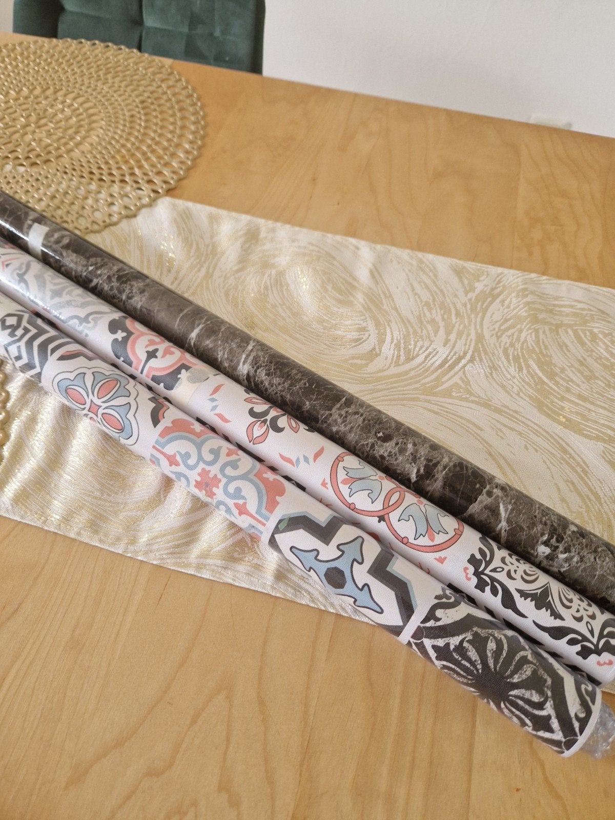 behang met diverse patronen, Ophalen, Grijs, Materiaallook, Modern