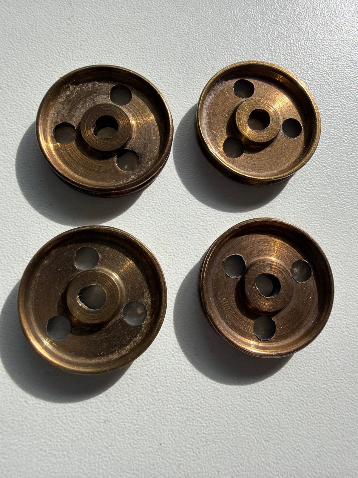 Meccano 22 4x poelie wiel 1" uit circa 1907, Ophalen of Verzenden