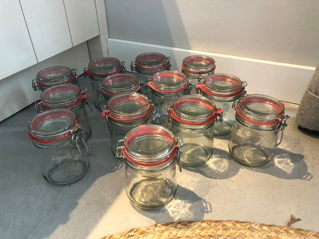 13 glazen potten / beugelpotten - voedselopslag - 550ml zgan, Ophalen of Verzenden, Zo goed als nieuw