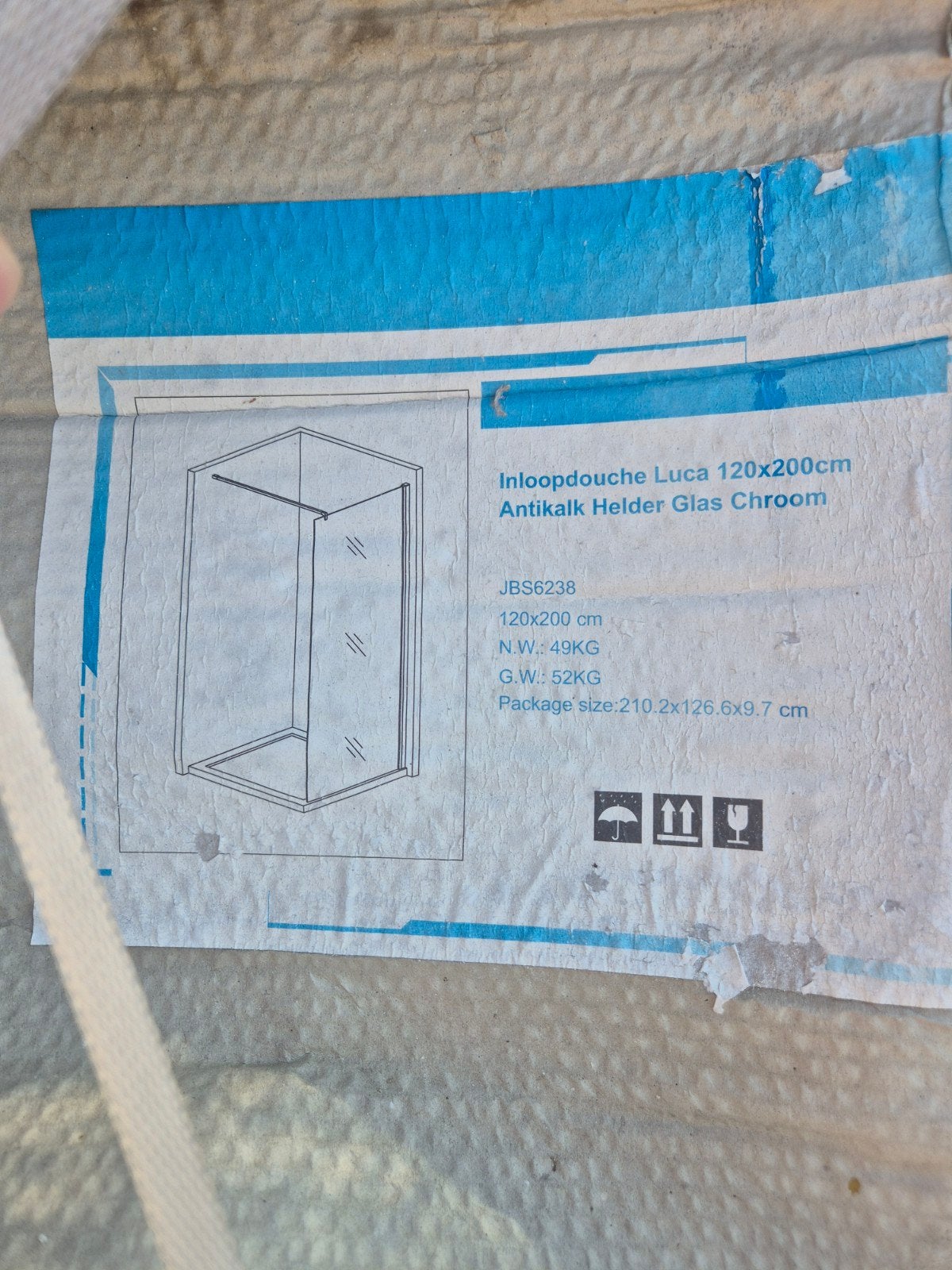 Inloopdouche Luca 120x200cm Antikalk Helder Glas Chroom, Ophalen of Verzenden