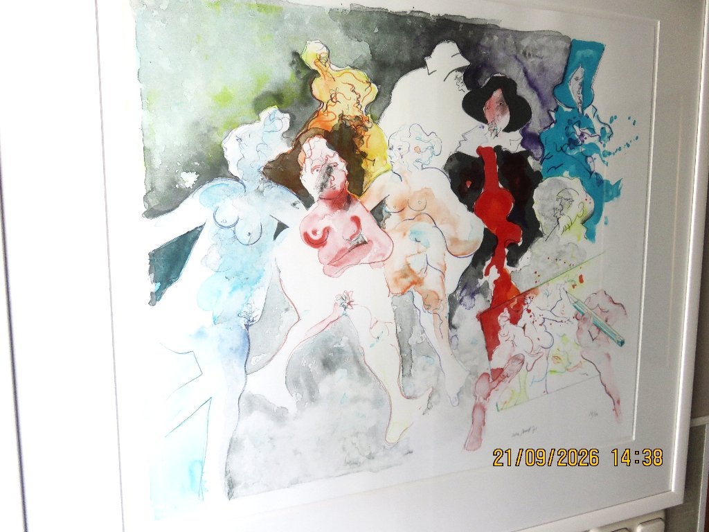 Pierre van Soest schilderij  - De Drie Gratiën, Antiek en Kunst, Figuren, Papier/karton, Gelimiteerde oplage, Zeefdruk