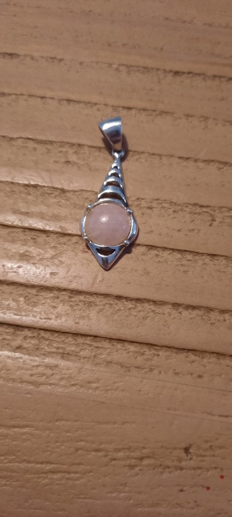 Antiek, 925 zilveren hangertje met rozenkwarts, Ophalen of Verzenden, Zilver, Hanger, Met edelsteen