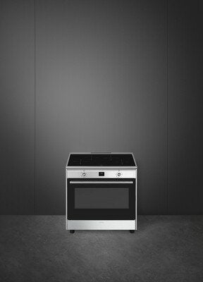 Luxe Smeg Fornuis 90cm rvs INDUCTIE 4 zones NIEUW, Niet ingevuld, 60 cm of meer, Niet ingevuld, Nieuw