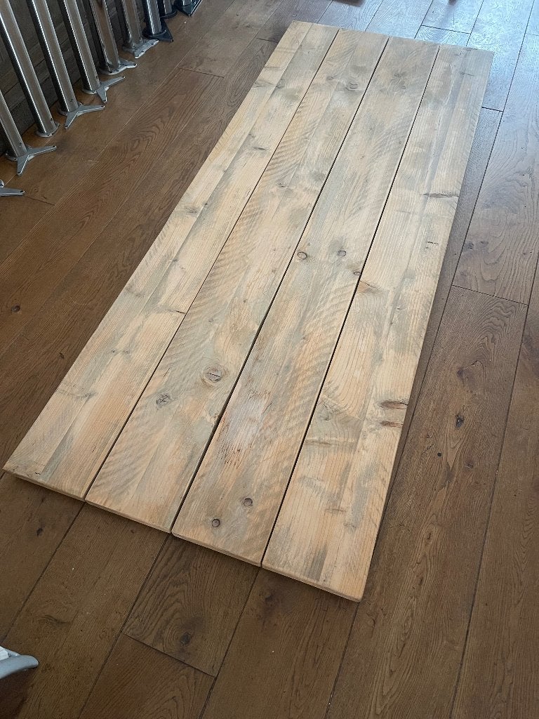 Steigerhout tafel/bureau 200x78, Ophalen, Gebruikt, 200 cm of meer, 50 tot 100 cm