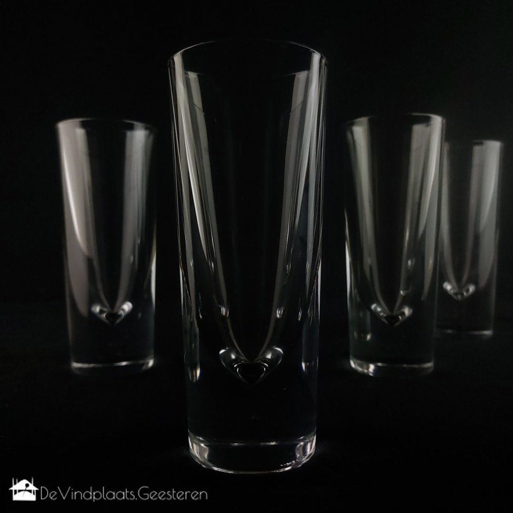 4 Zware grappa of sambuca glazen - Bullet Highball, -, -, Overige typen, Ophalen of Verzenden