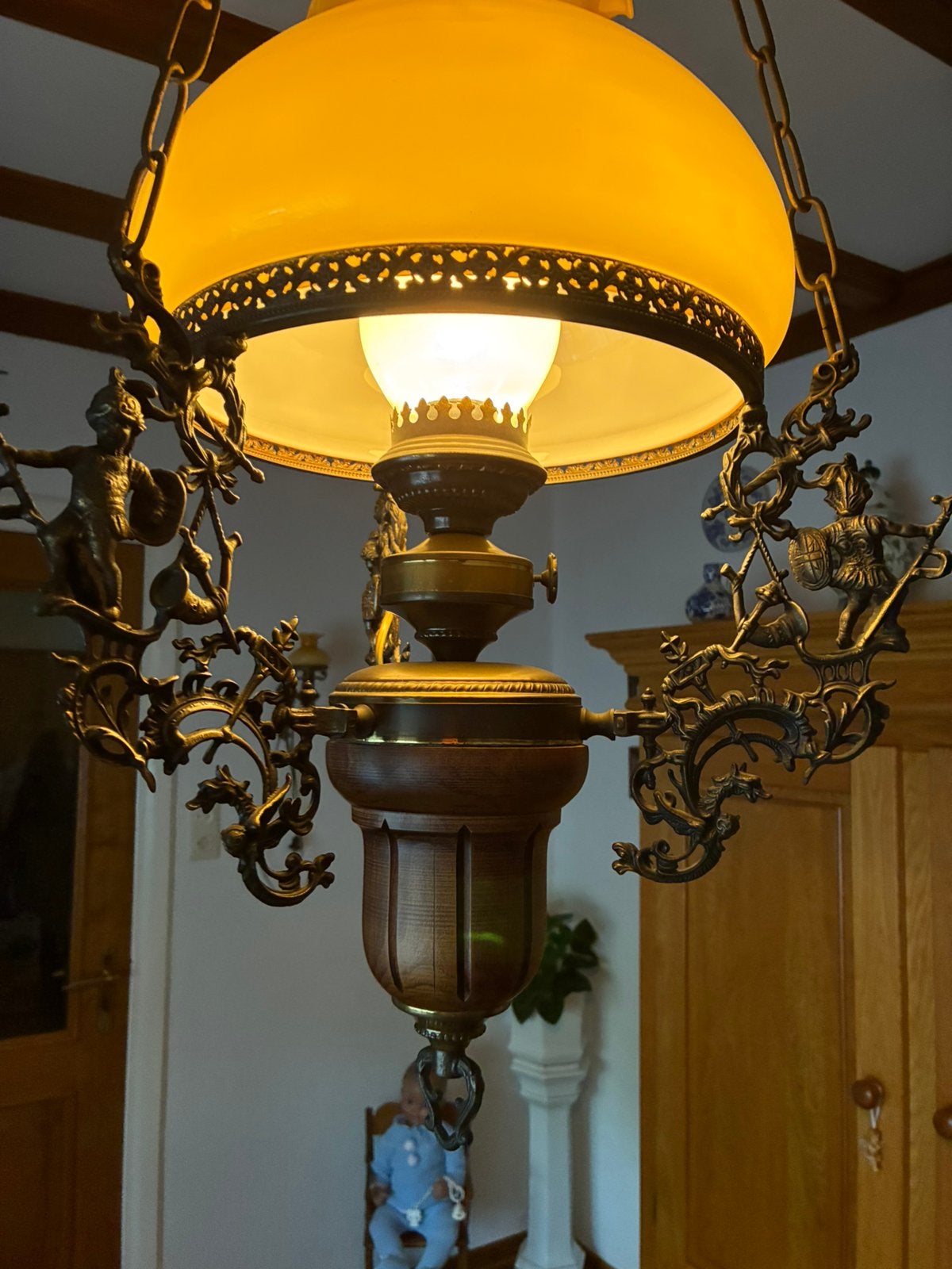 Mooie petroleum lamp te koop., Antiek en Kunst, Antiek | Lampen, Ophalen