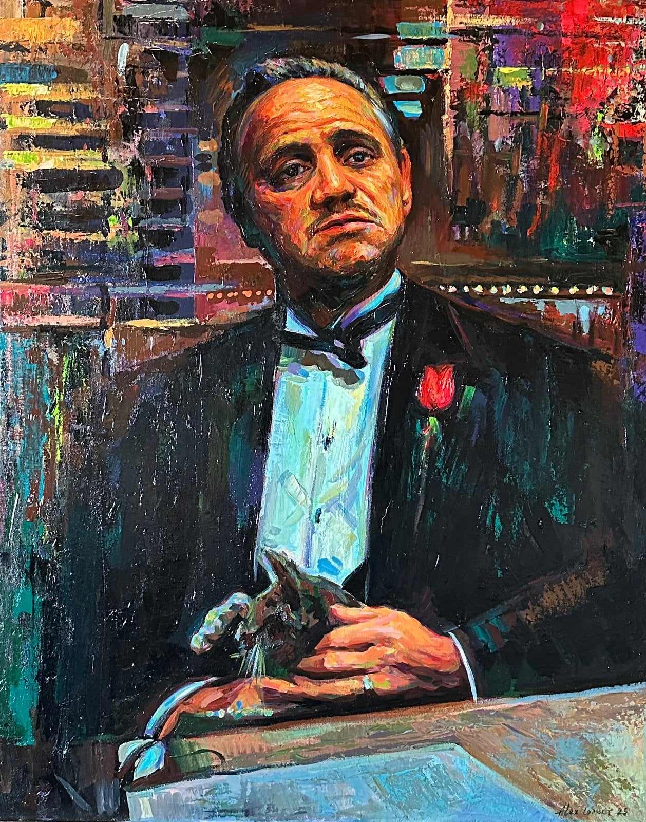 Alex L- The Godfather- Handgeschilderd (100%)- Origineel-XXL, Antiek en Kunst, Ophalen of Verzenden