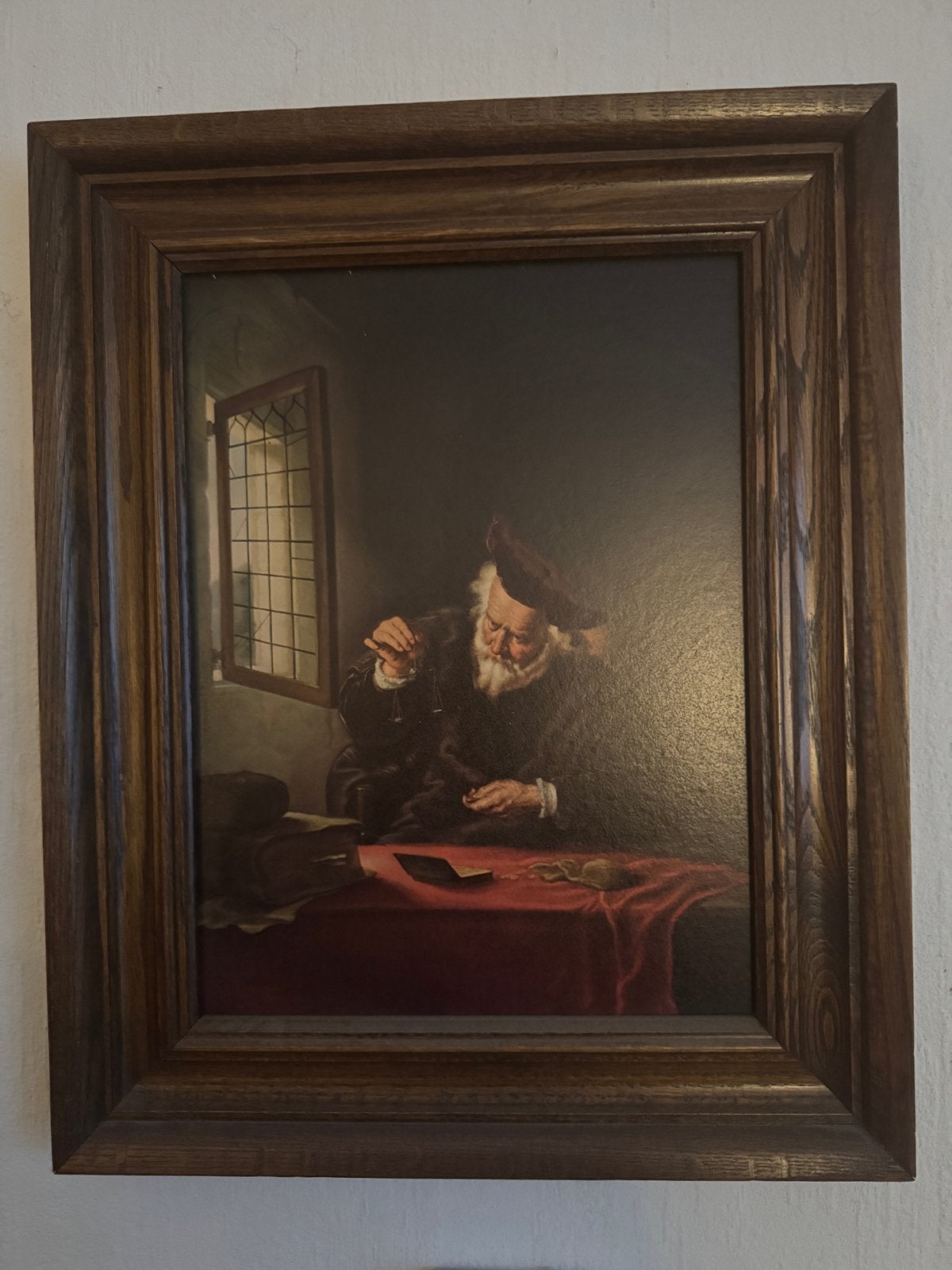 Klassiek schilderij: De Geldwisselaar, Antiek en Kunst, Doek, Portret of Personen, Ophalen of Verzenden, Olieverf