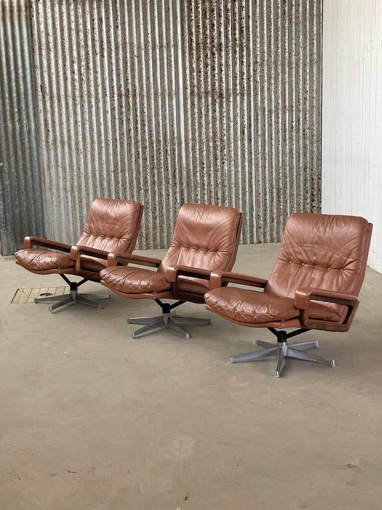 3 Strässle King draai fauteuils vintage design 1970 armchair, Huis en Inrichting, Ophalen, Redesign, Gebruikt, Aalsmeer