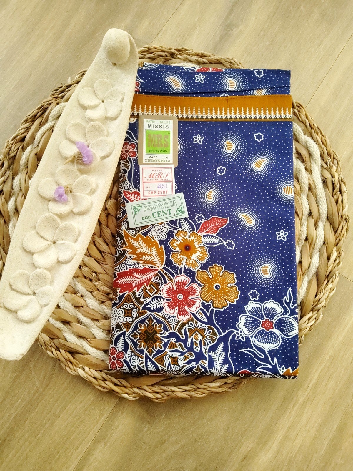 Batik Sarong Indonesië #1786, Hobby en Vrije tijd, 30 tot 120 cm, Katoen, Verzenden, Blauw