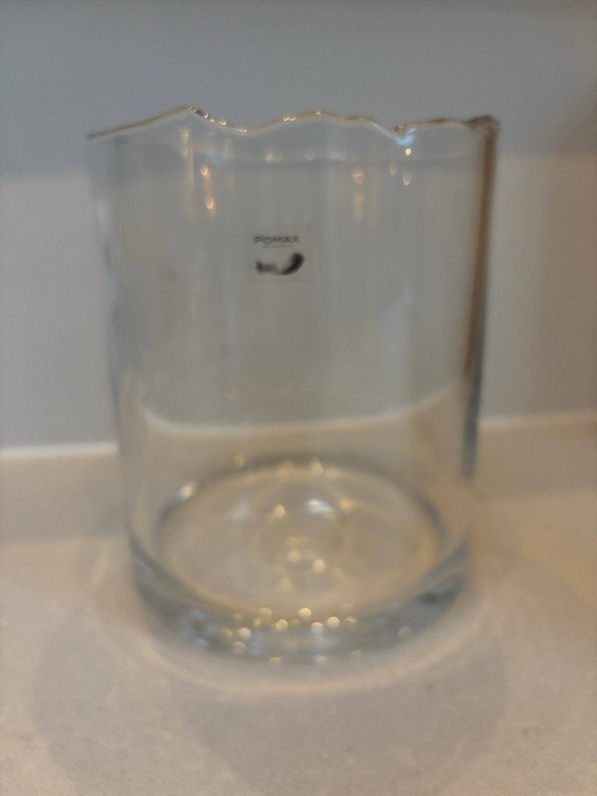 Pomax glazen vaas met gekartelde rand, Ophalen, Met patroon/structuur, Transparant, 18 cm