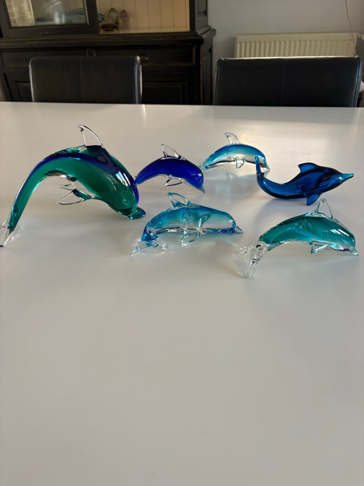 6 Murano glazen dolfijnen - Handgemaakt kunstglas, Ophalen of Verzenden