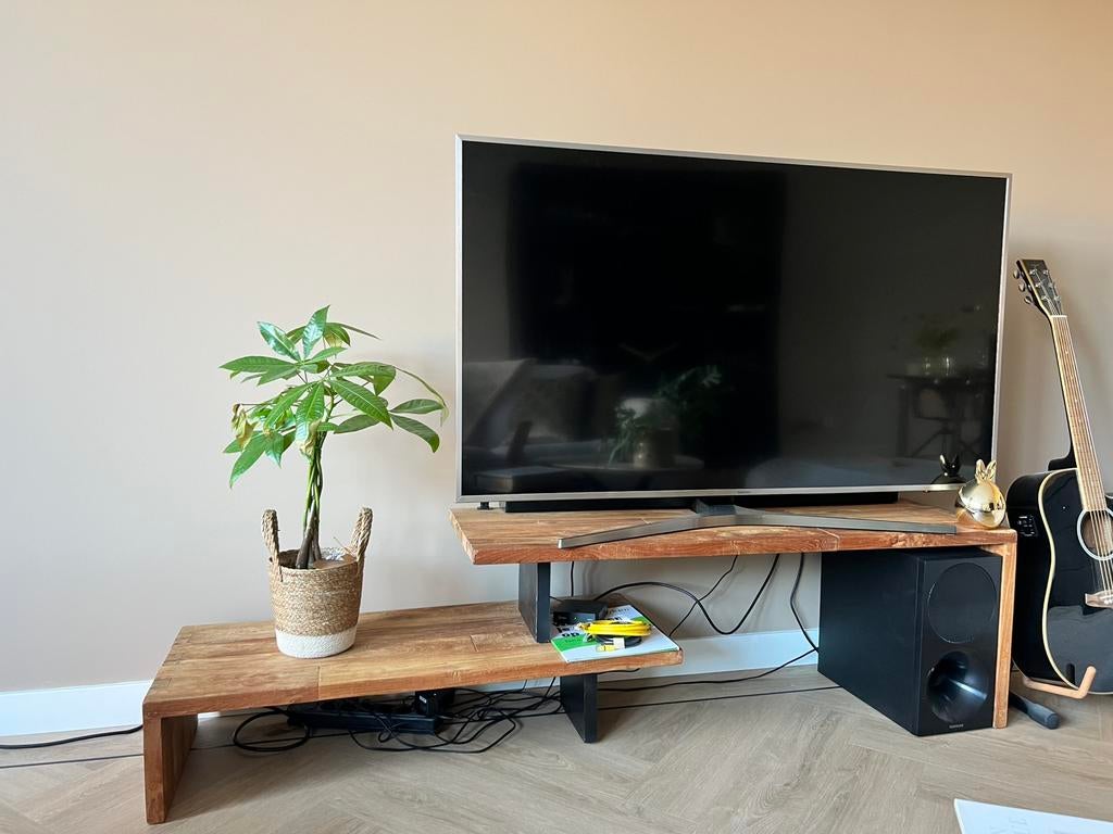 Leuke teakhouten tv meubel, Huis en Inrichting, Kasten | Televisiemeubels, Zo goed als nieuw, Minder dan 100 cm, 25 tot 50 cm