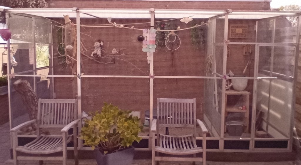 Volière met vogels, Ophalen, Gebruikt, Aluminium, Volière