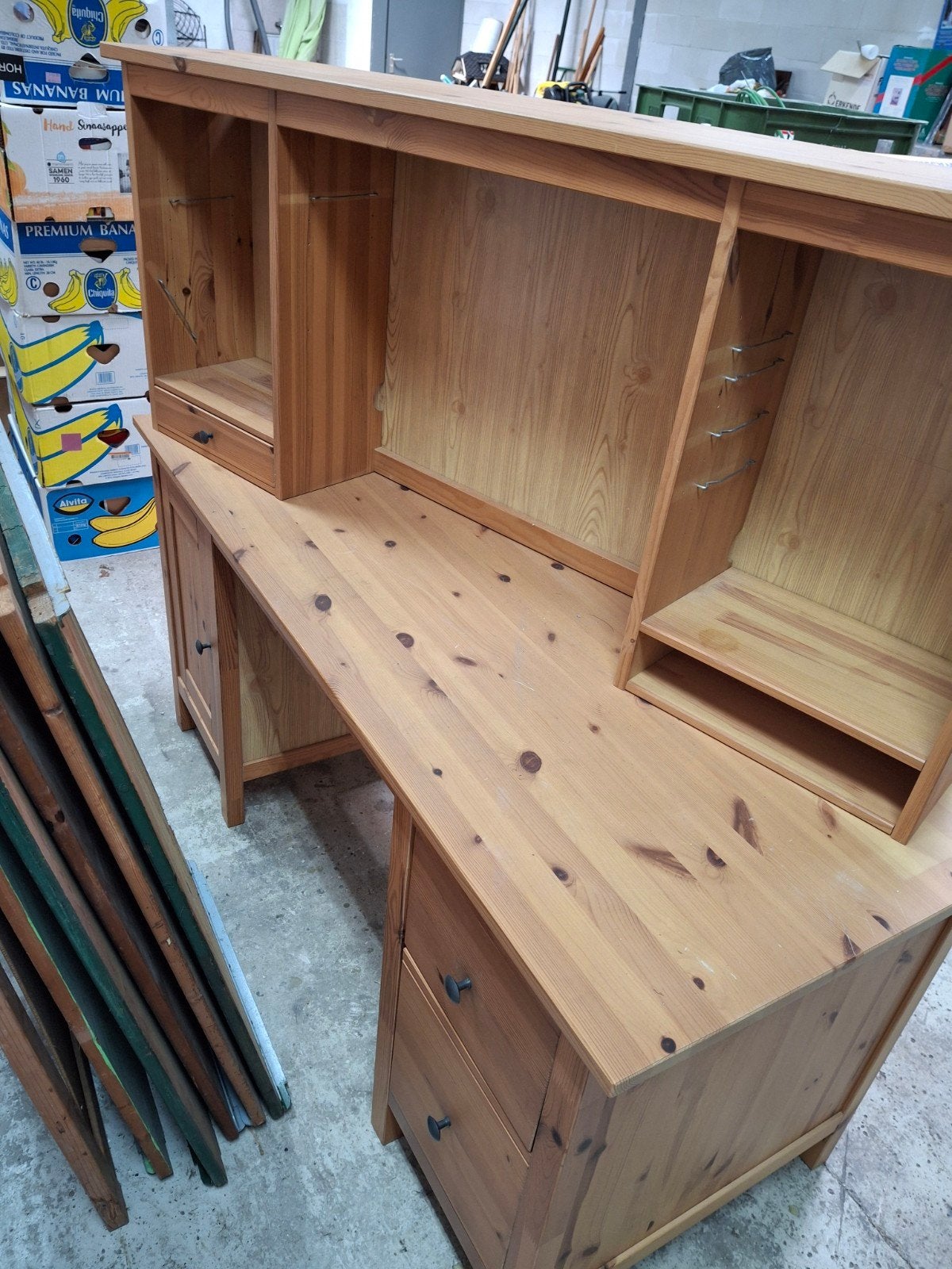 Bureau met opzetstuk, 160x65x75 cm, opbergruimte, Overige typen, Gebruikt, Hout, Ophalen of Verzenden