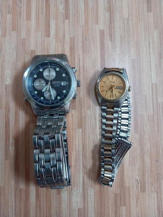 Twee Seiko horloges: Chronograaf, Ophalen of Verzenden, Gebruikt, Staal, Seiko