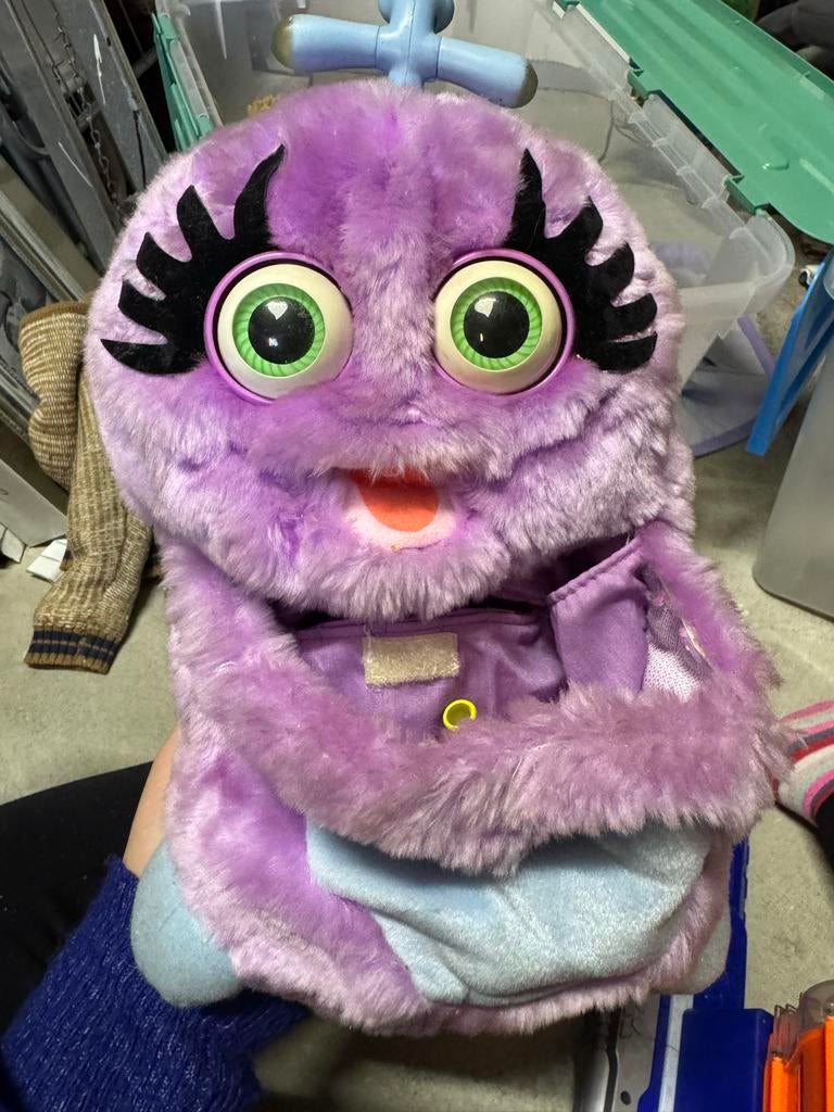 Knuffeluf paarse knuffel met grote ogen, Paars, Gebruikt, Overige merken, Overige karakters