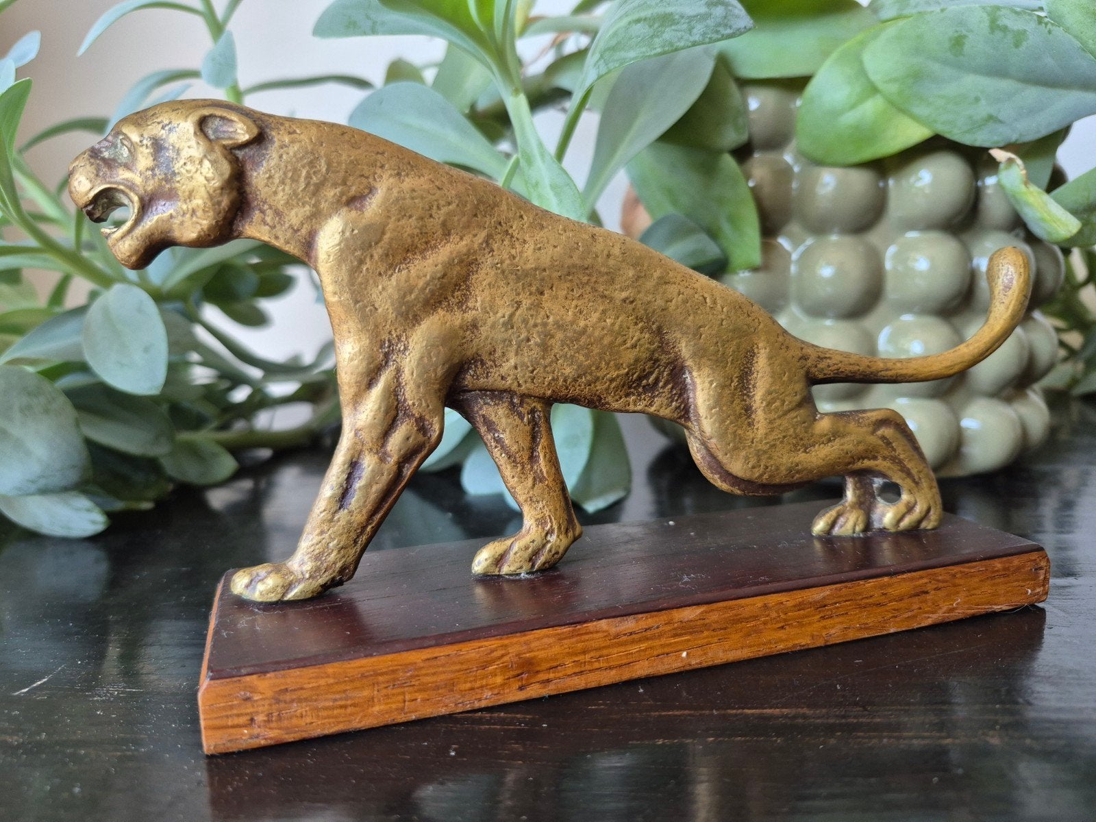 Antiek Art Deco Panter Beeld - Verguld Brons massief 600 g, Ophalen of Verzenden