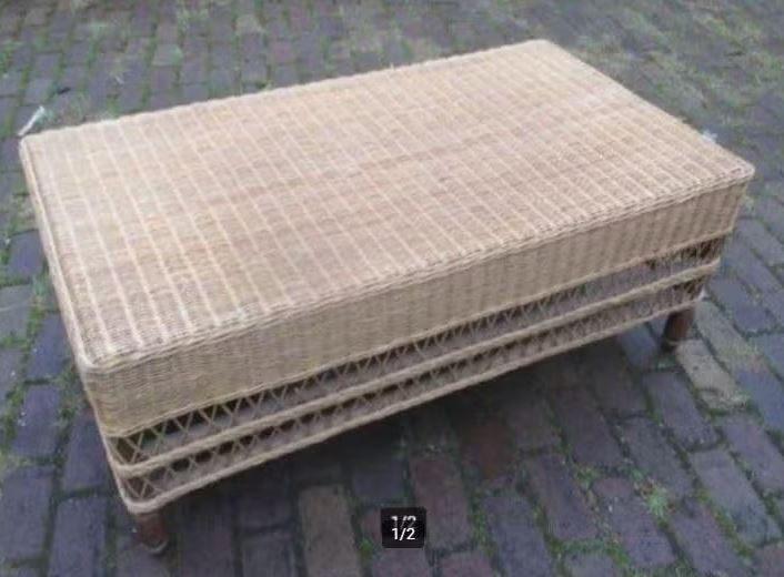 Mooie Retro Rieten Salontafel - 112x62x44, Huis en Inrichting, Tafels | Salontafels, Ophalen, 100 tot 150 cm, 50 tot 100 cm, Minder dan 50 cm