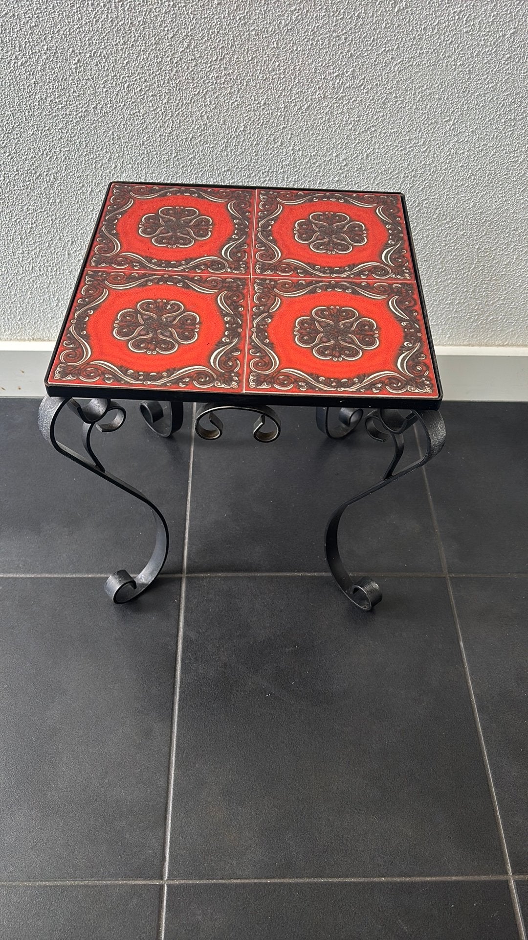 Vintage retro gietijzeren bijzet tafel bloem, Ophalen, Minder dan 45 cm, Minder dan 55 cm, Zo goed als nieuw