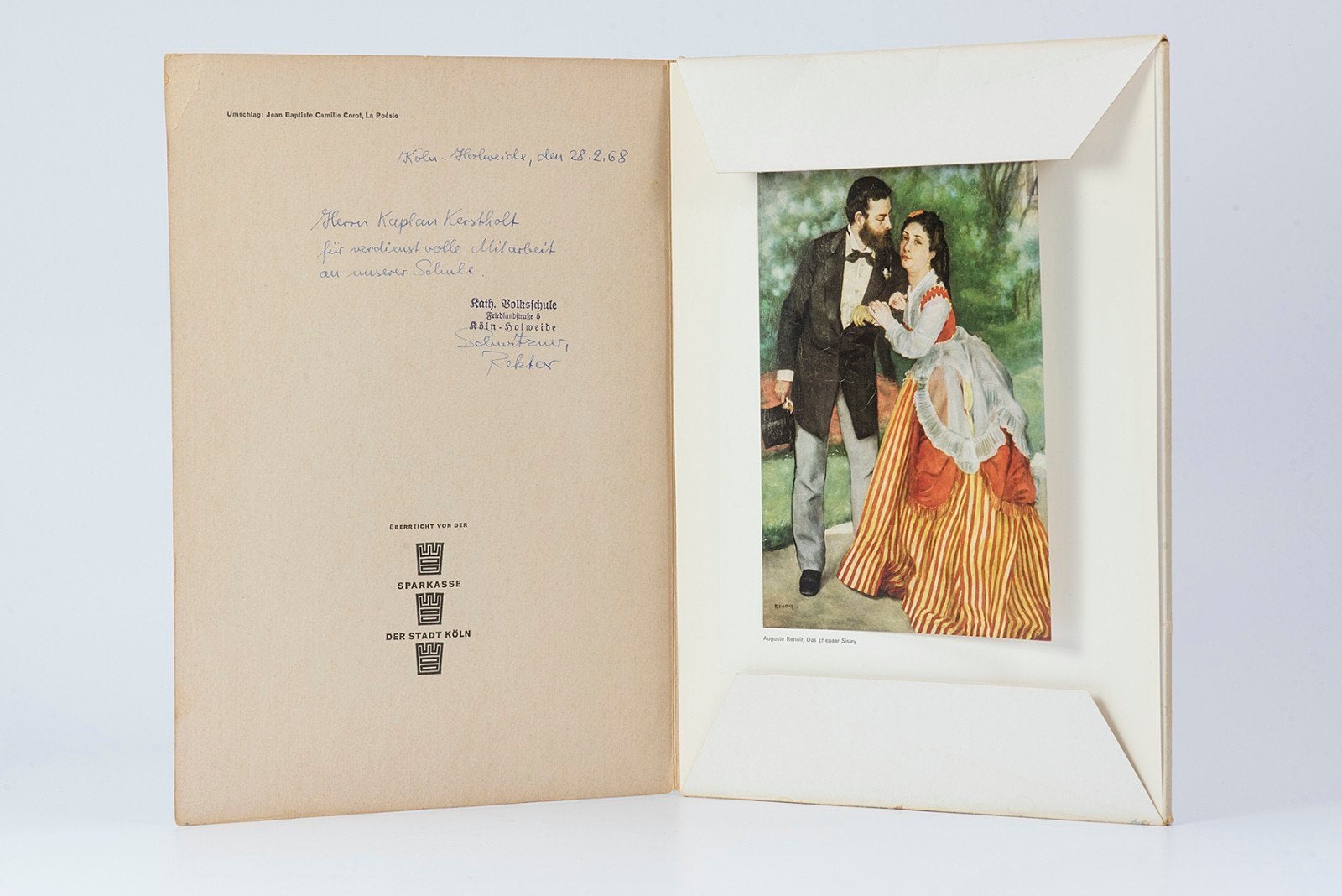 Vintage Print: Romantisch Paar, 'Der Kuss', Ophalen of Verzenden, Print, Print/reproductie, Ingelijst