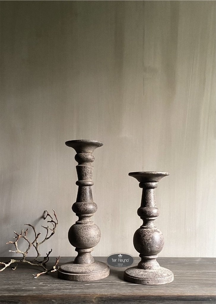 Houten bol kandelaar L hout standaard stoer sober landelijk, Bruin, Verzenden, Nieuw, 40 cm