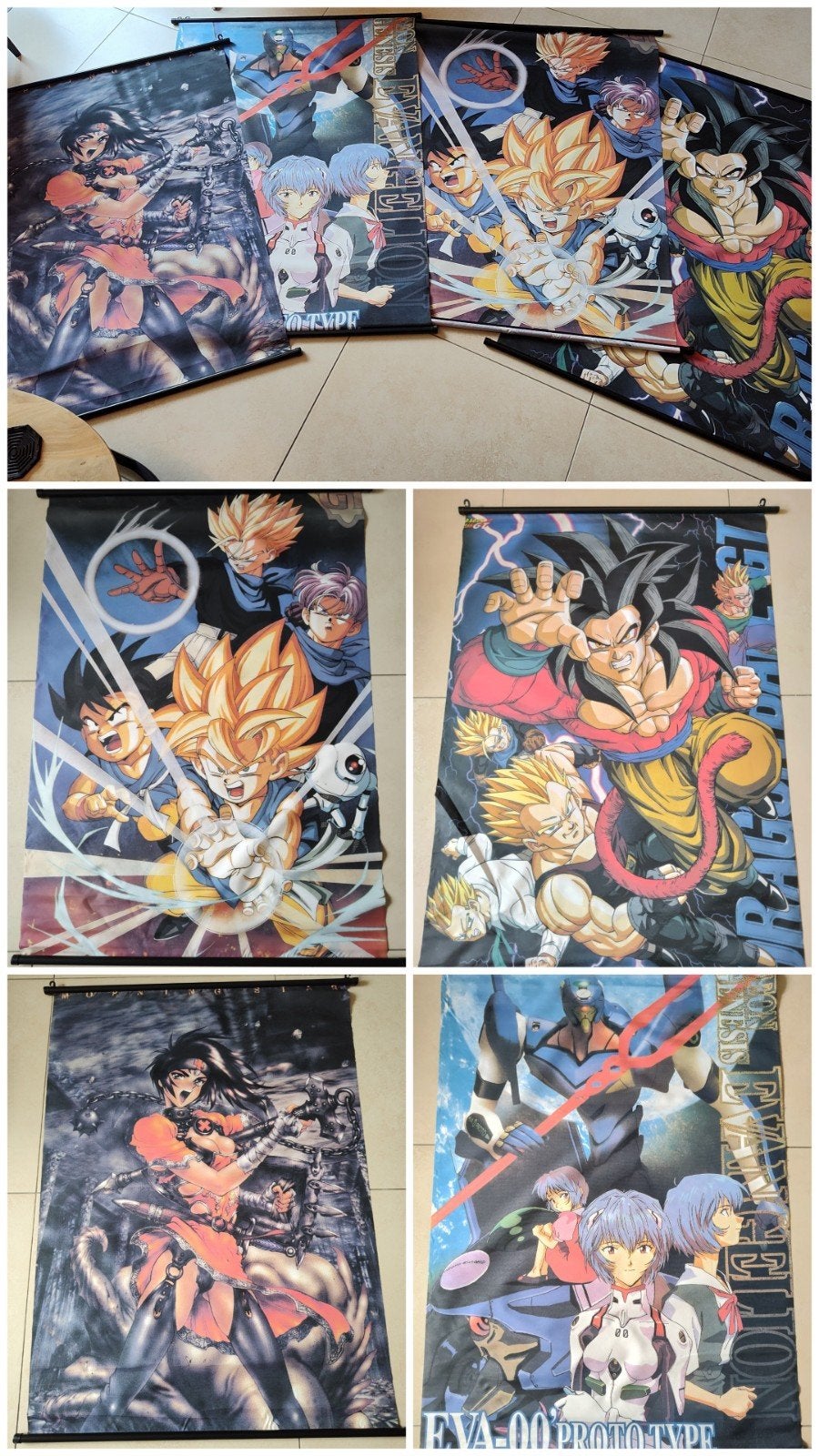 4x Kunststof Banier Posters - Anime & Manga Collectie, Deurposter of groter, Ophalen of Verzenden, Canvas of Doek, Film en Tv