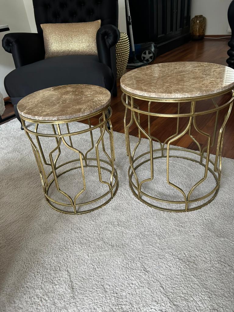 Zara home bijzettafels marmer, 45 tot 60 cm, Minder dan 55 cm, Rond, Ophalen of Verzenden