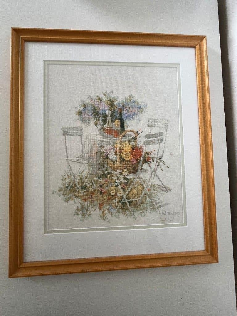 Borduurwerk bistro / wandversiering / schilderij, Ophalen of Verzenden, Overige typen