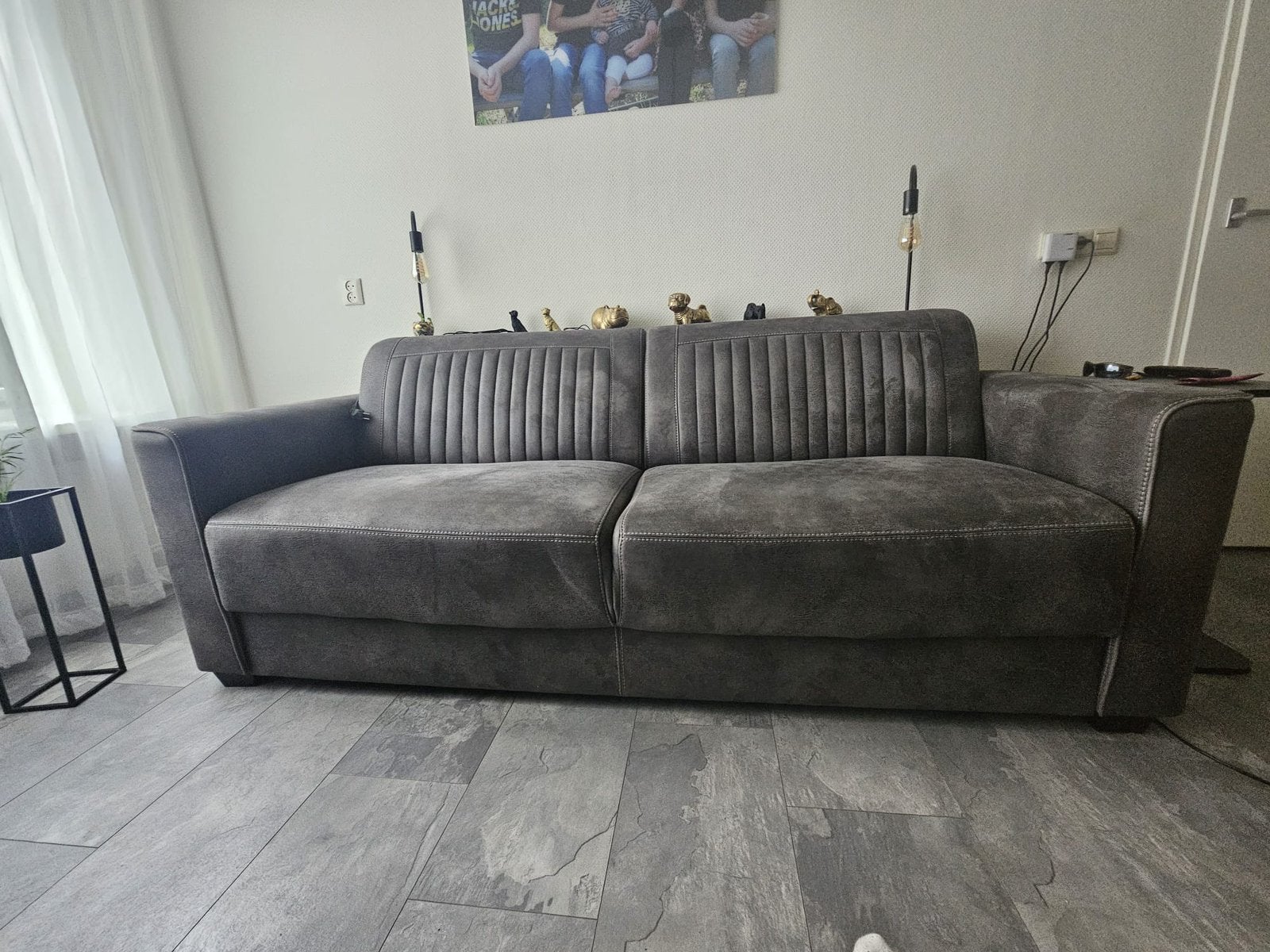 Grijs 2,5 zits en stoel, Ophalen, Minder dan 75 cm, Tweepersoons, Zo goed als nieuw