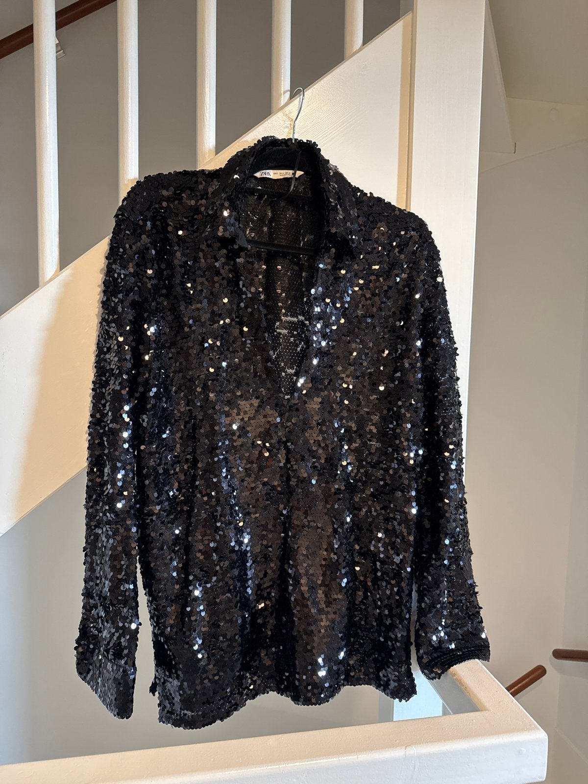 Zara pailletten blouse zwart maat S, Ophalen of Verzenden, Zo goed als nieuw, Maat 36 (S), Zwart
