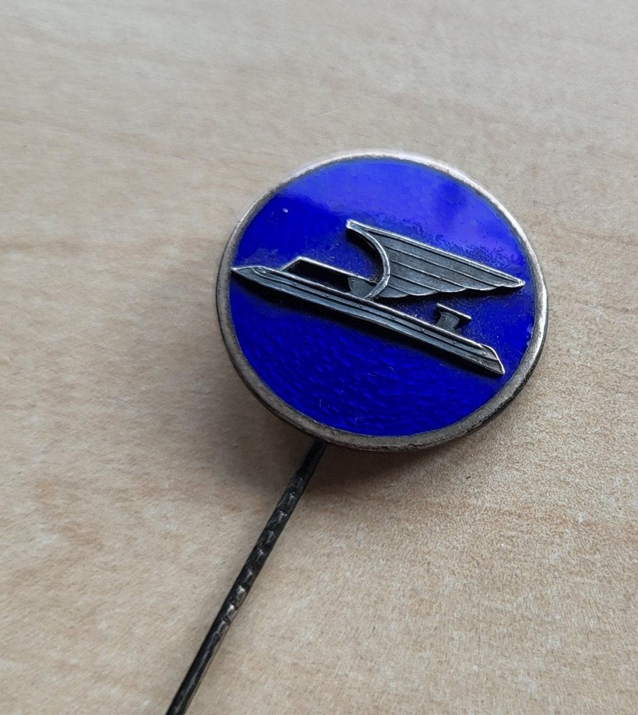 WK Schaatsen Zilver Schaats met Vleugel speldje, Gebruikt, Niet vindbaar, Niet vindbaar, Speldje of Pin