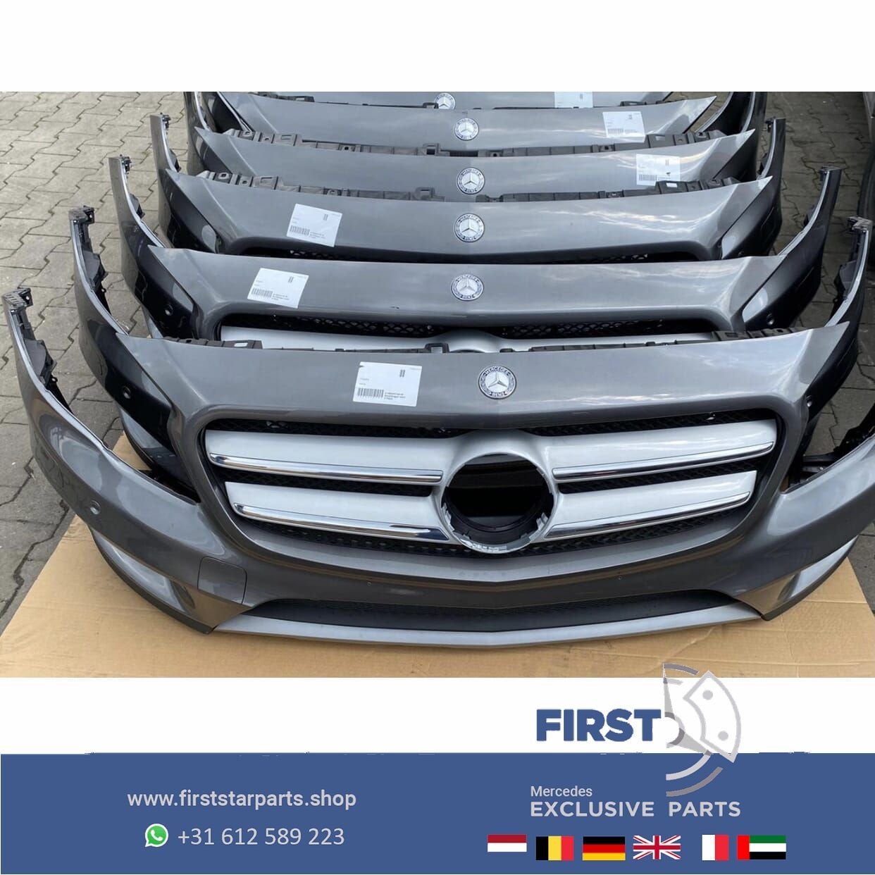 W156 GLA AMG VOORBUMPER COMPLEET 787 GRIJS ORIGINEEL Mercede, Gebruikt, -, Voor, Ophalen of Verzenden