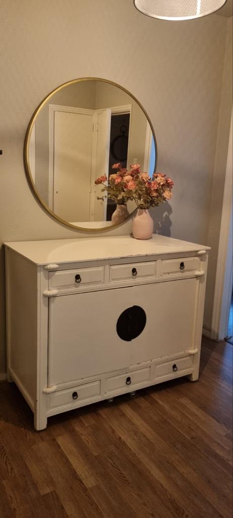 Chinese halkast dressoir wit ladekast met deuren japandi, Ophalen, 50 tot 75 cm, 100 tot 150 cm