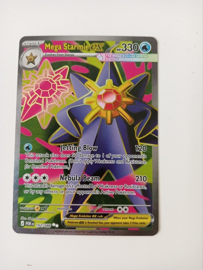 Mega Starmie EX POR 102/088, Ophalen of Verzenden, Zo goed als nieuw, Losse kaart, Foil