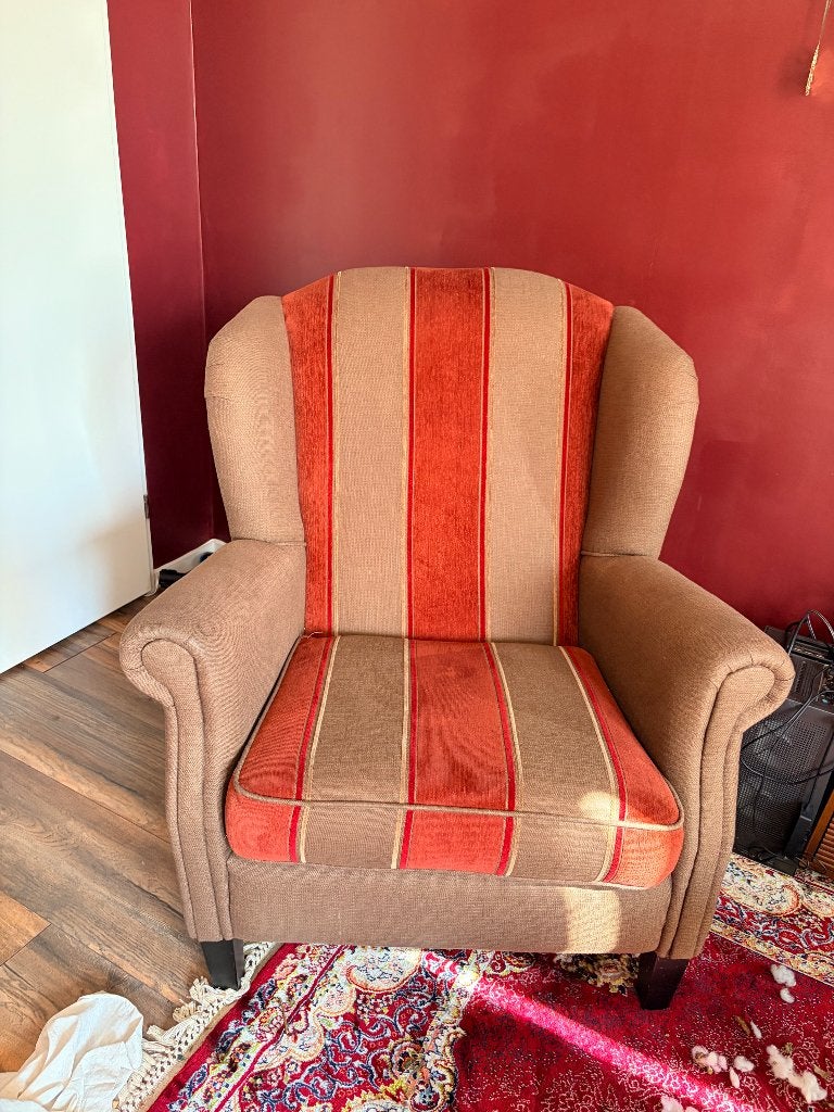 Rode fauteuil van Rue de Rosa, Ophalen, Gebruikt, 75 tot 100 cm, Stof