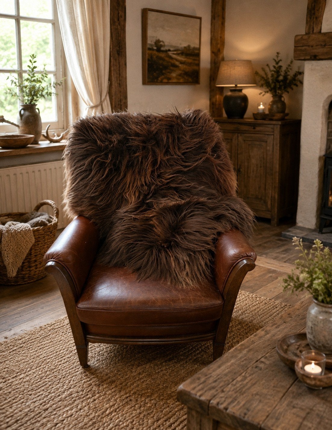 Klassieke leren fauteuil, Ophalen, Minder dan 75 cm, Leer, 50 tot 75 cm