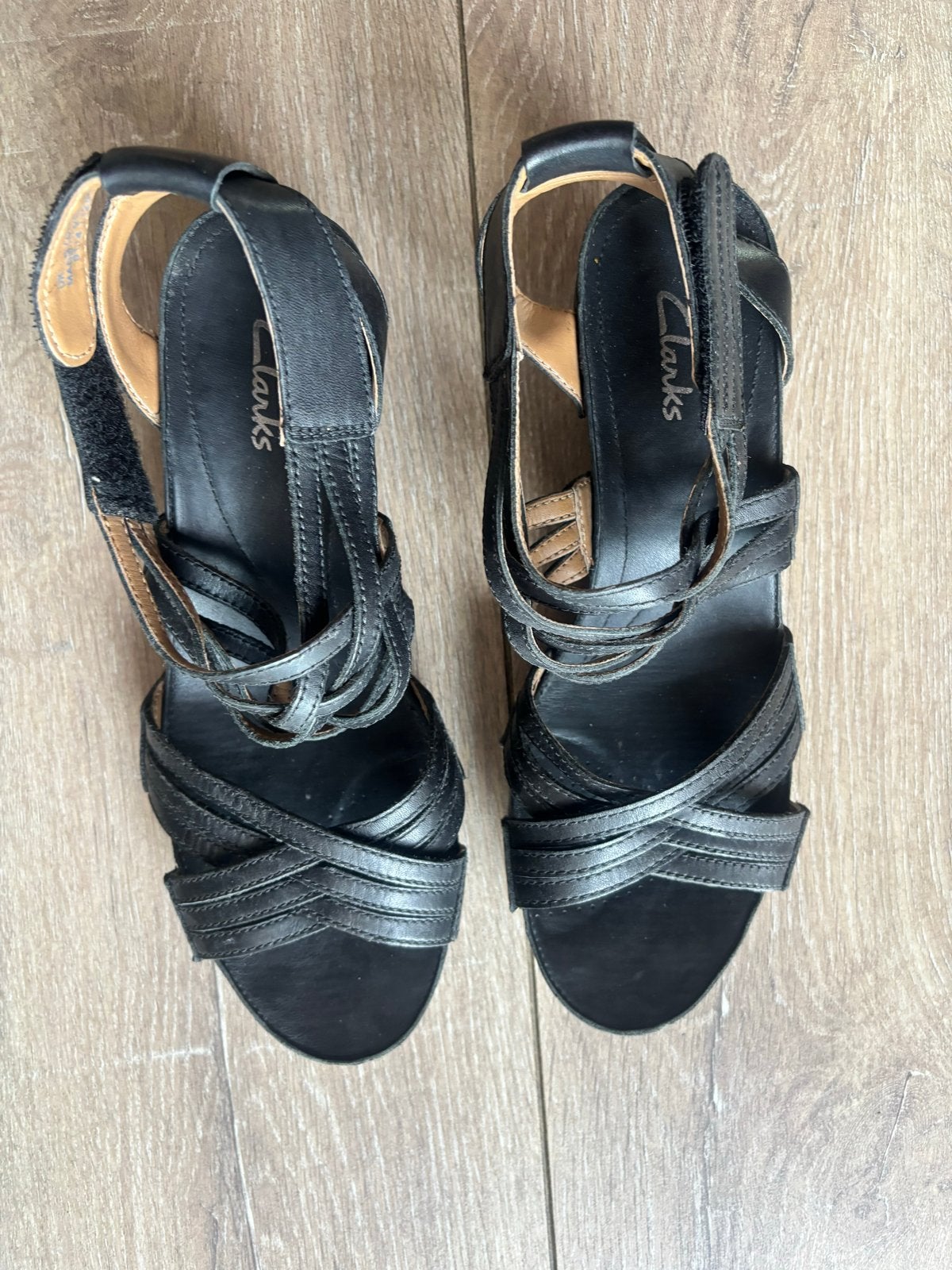 Clarks sleehak sandalen maat 38, Verzenden, Gedragen, Zwart, Sandalen of Muiltjes