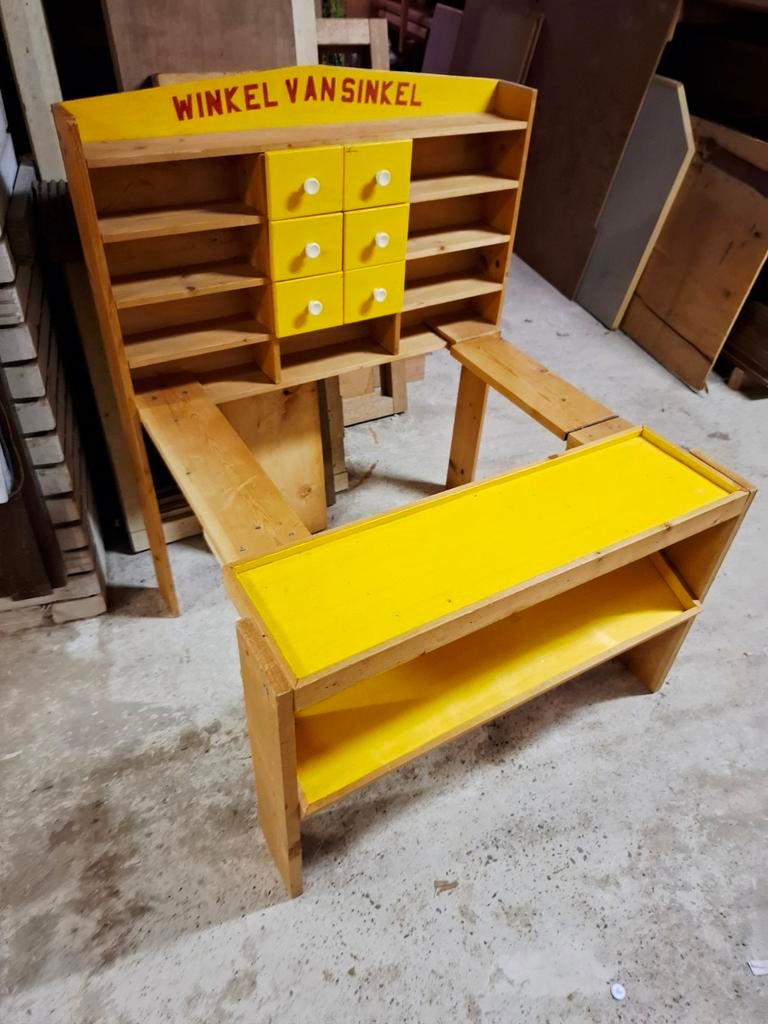 Houten Speelgoedwinkel met Toonbank en Voedingsmiddelen, Ophalen, Jongen of Meisje
