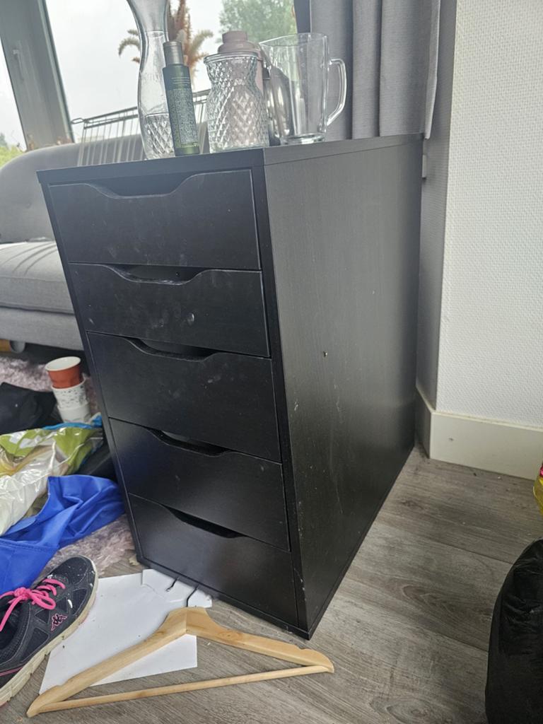 IKEA Alex Ladeblok Zwart - Perfect voor Make-up & Föhns, Ophalen, Minder dan 50 cm, 5 laden of meer, Zo goed als nieuw