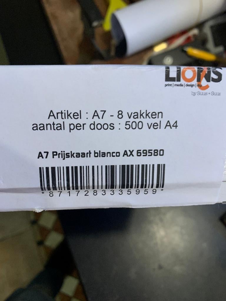 etiketten. Nieuwprijs 110 euro per doos, Nieuw, Ophalen of Verzenden, Azerty, Etiket