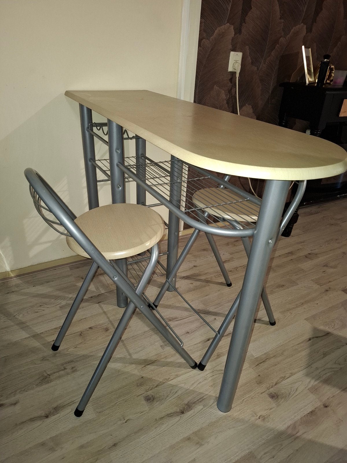 Bartafel met 2 inklapbare krukken - Compact en stijlvol, Modern, Compact, 100 tot 150 cm, Tot twee personen, 50 tot 100 cm