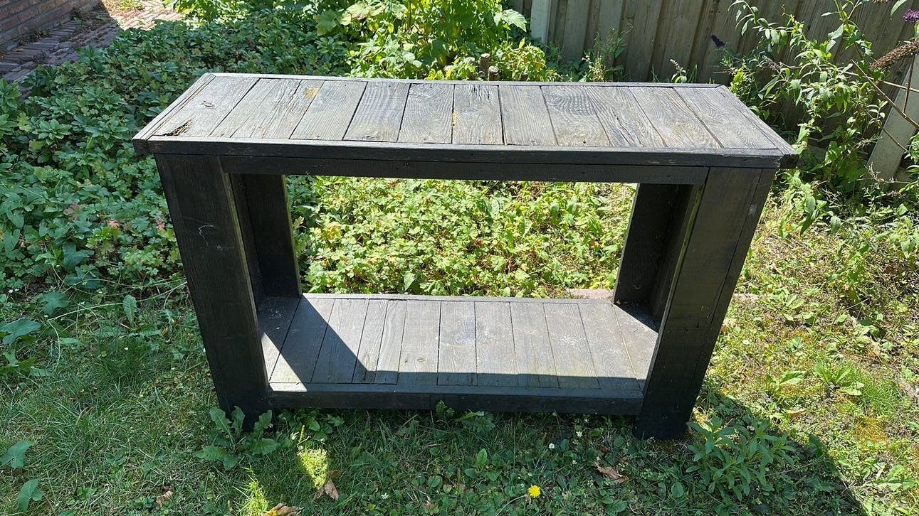 Sidetable voor buiten, Tuin en Terras, Tuintafels, Ophalen, Gebruikt, Rechthoekig, Hout