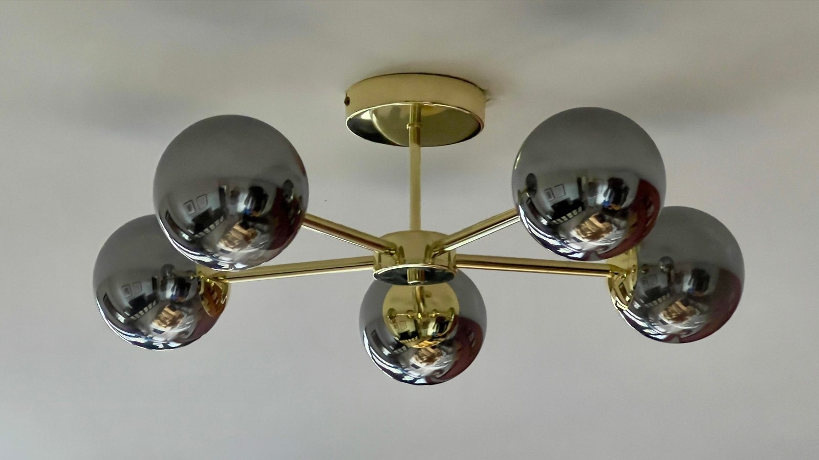 Made. Plafondlamp met 5 bollen en lichtbronnen, Ophalen, Gebruikt, Glas, E14 (klein)