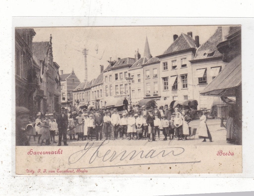 Breda-Havermarkt 1902, Verzamelen, Ophalen of Verzenden, Voor 1920, Gelopen, Noord-Brabant