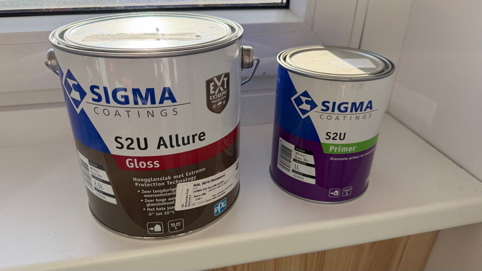 Sigma S2U Allure Gloss RAL 9010 en S2U Primer, Ophalen, Wit, Nieuw, Lak