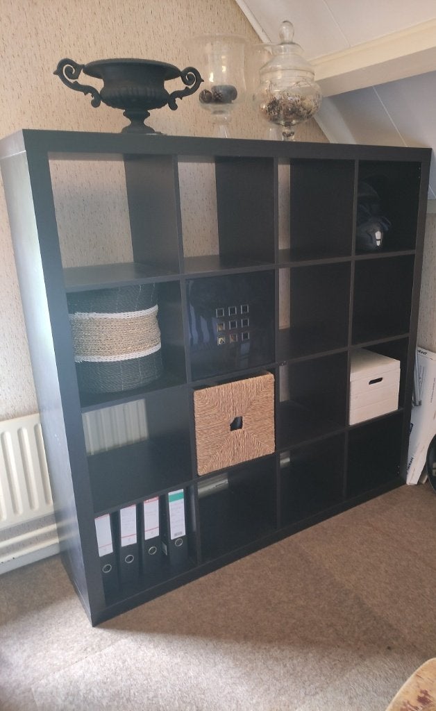 IKEA Kallax Kast / Vakkenkast - Zwartbruin, Ophalen, Gebruikt, 100 tot 150 cm, Modern, Functioneel